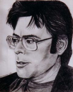 Stephen King - graphite on paper - by Cassie Carter