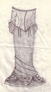 Wedding dress sketch, front - by Cassie Carter - graphite on paper